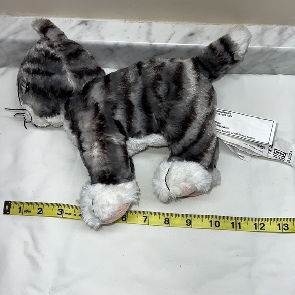 IKEA Lilleplutt Kitty Cat Plush Stuffed Animal Toy Gray Black White Tabby - Picture 5 of 5